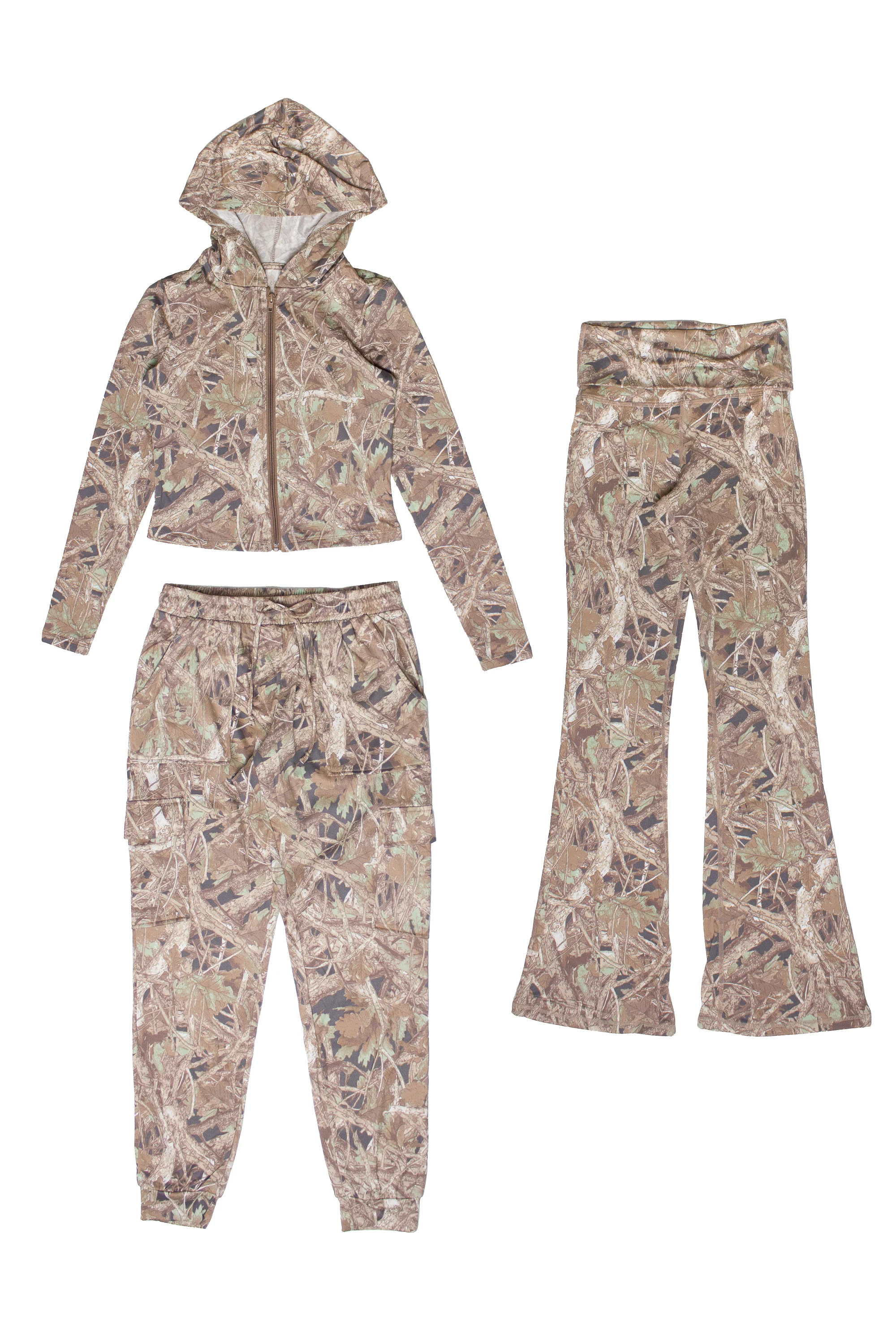 Fleece Lined Woodland Camo Flare Pants - Image 7