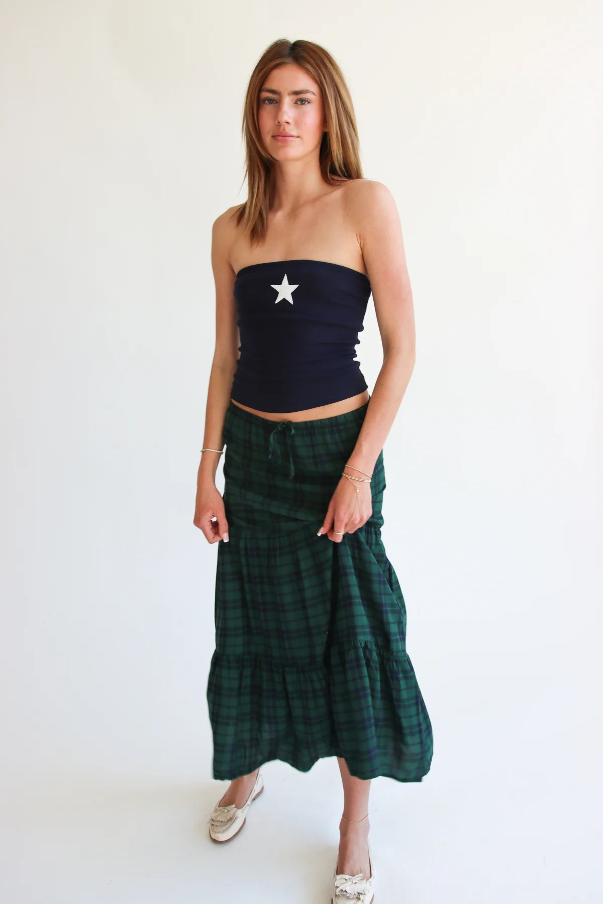 Plaid Tiered Maxi Skirt - Image 8