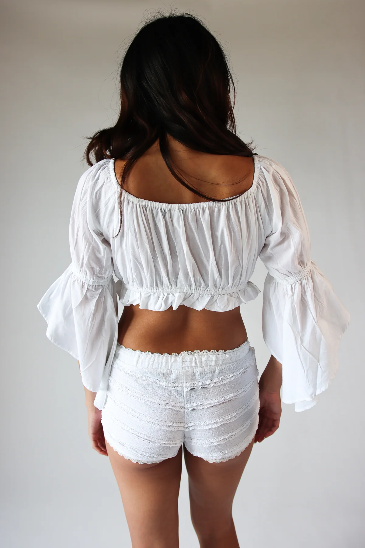 Ruched Front Peasant Crop Top - Image 13