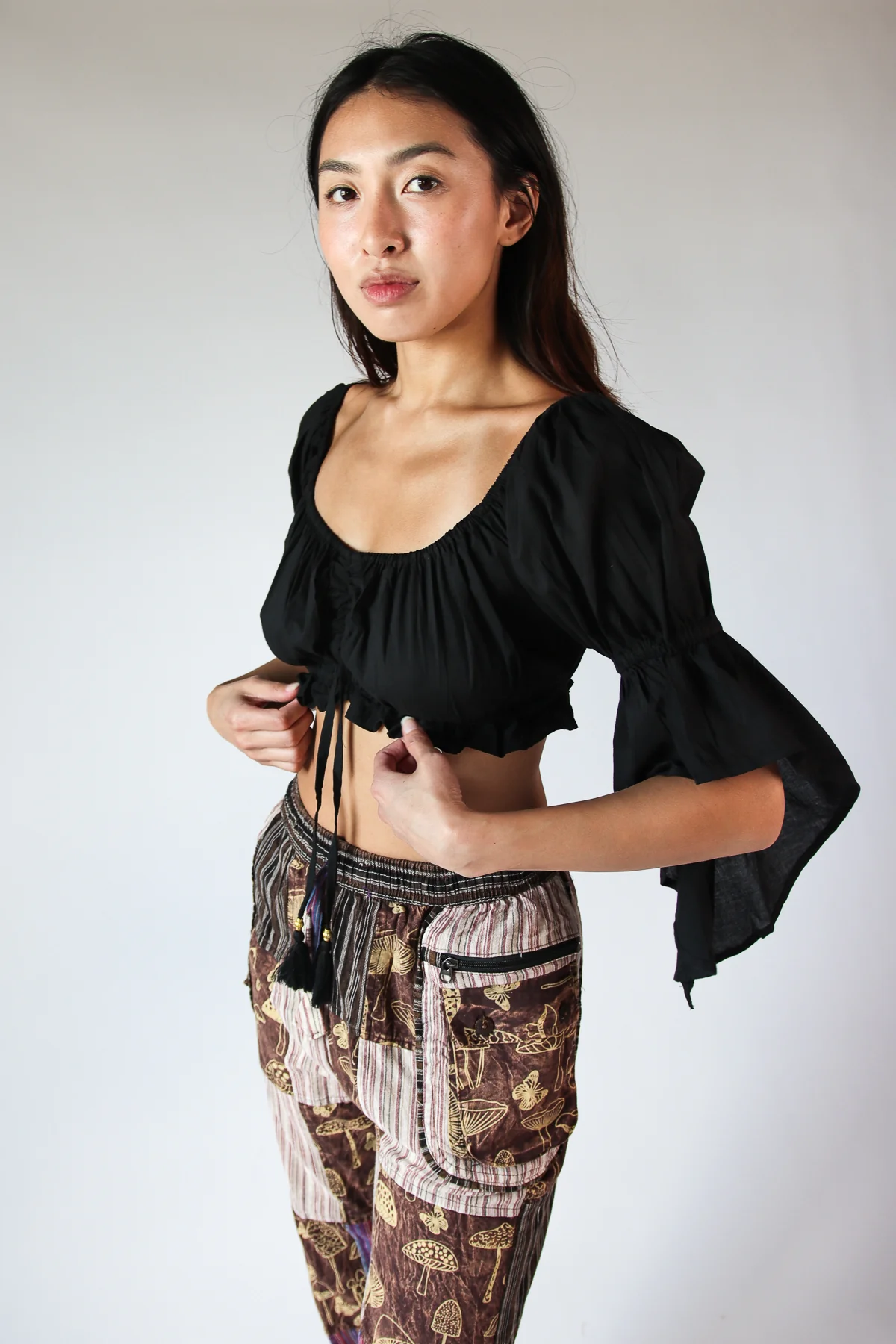 Ruched Front Peasant Crop Top - Image 9